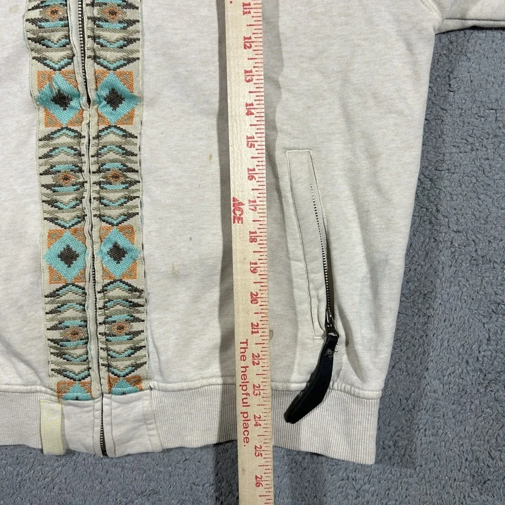 LRG Men's Cream Full Zip Hoodie Aztec Southwestern 90s Vintage Mens Medium #3328